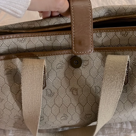 Vintage Christian Dior Satchel Handbag beige with brown honeycomb design - Picture 6 of 7